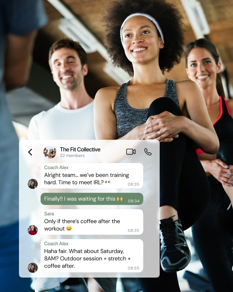 Real-world connections<p>From group chats to meetups. Community happens both online and on the ground.</p>